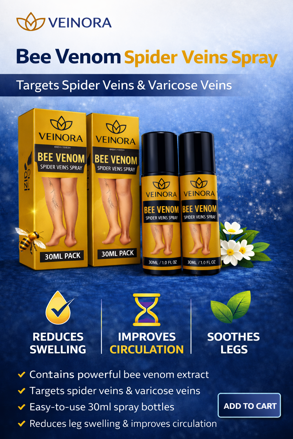 BEE VENOM VARICOSE VEINS RELIEF SPRAY (BUY 1 GET 1 FREE)(PACK OF 2)
